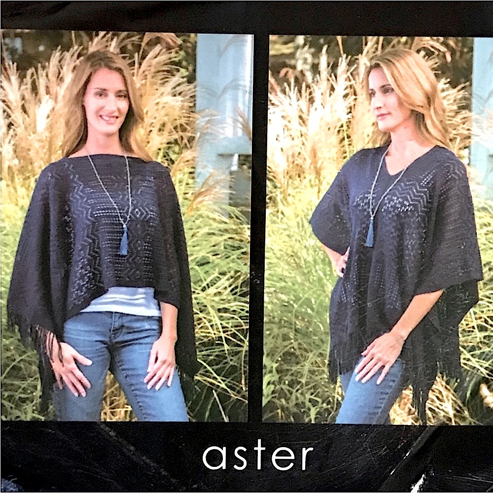 Aster Fancy Knit Shawl Ponchos: Colour Navy One Size